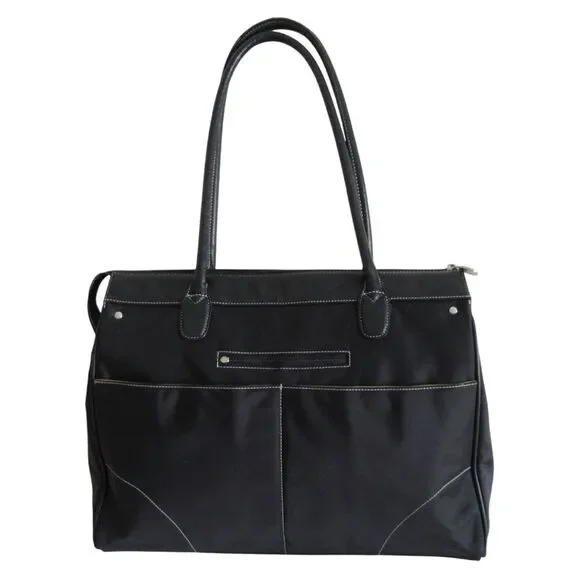 Chelsey Henry Large Black Tote with Kiwi Green Interior - Picture 2 of 13